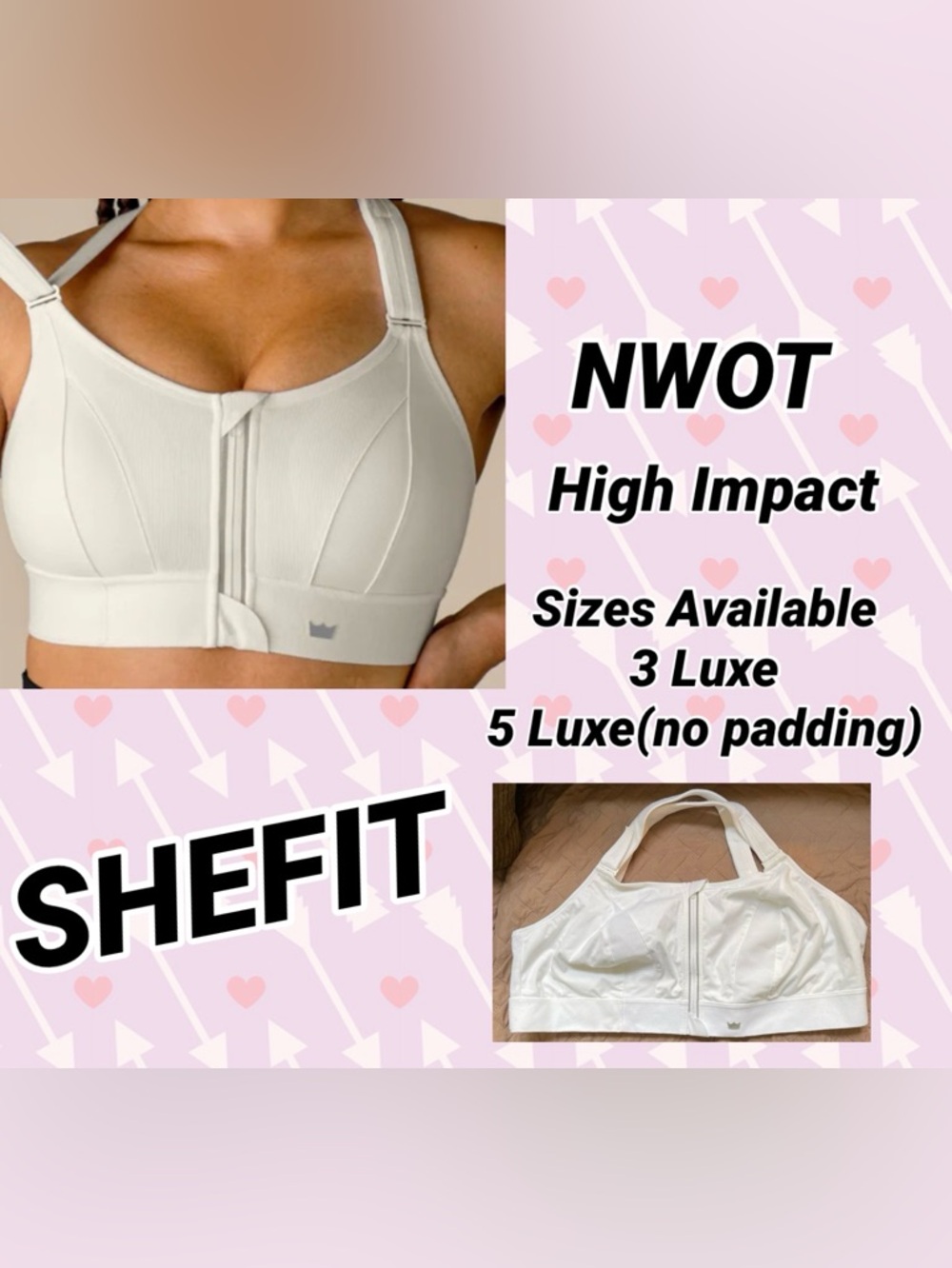 NWOT High Impact Front-Zip Sports Bra - Light Lavender